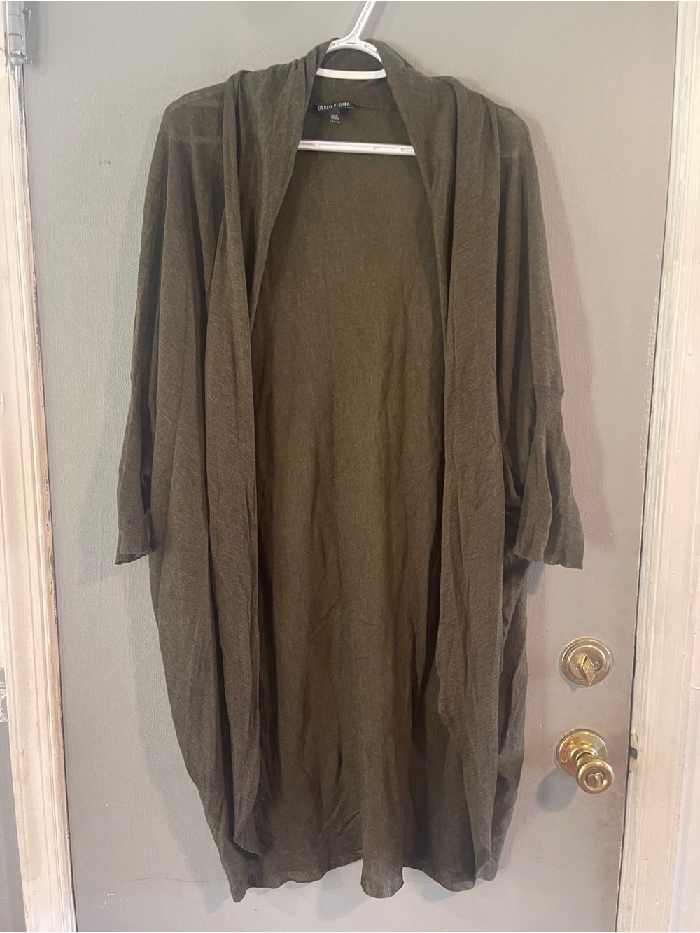 Eileen Fisher Linen Long Open Cardigan Size XL